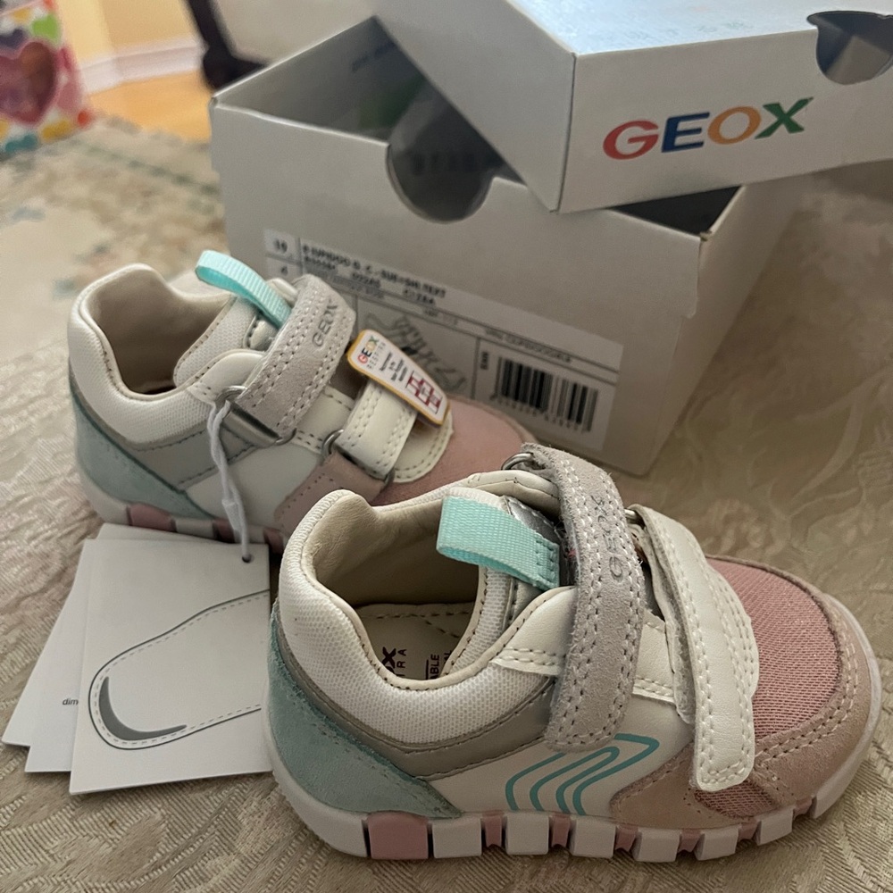 Geox Baby Walker Shoes in Pink and Mint
